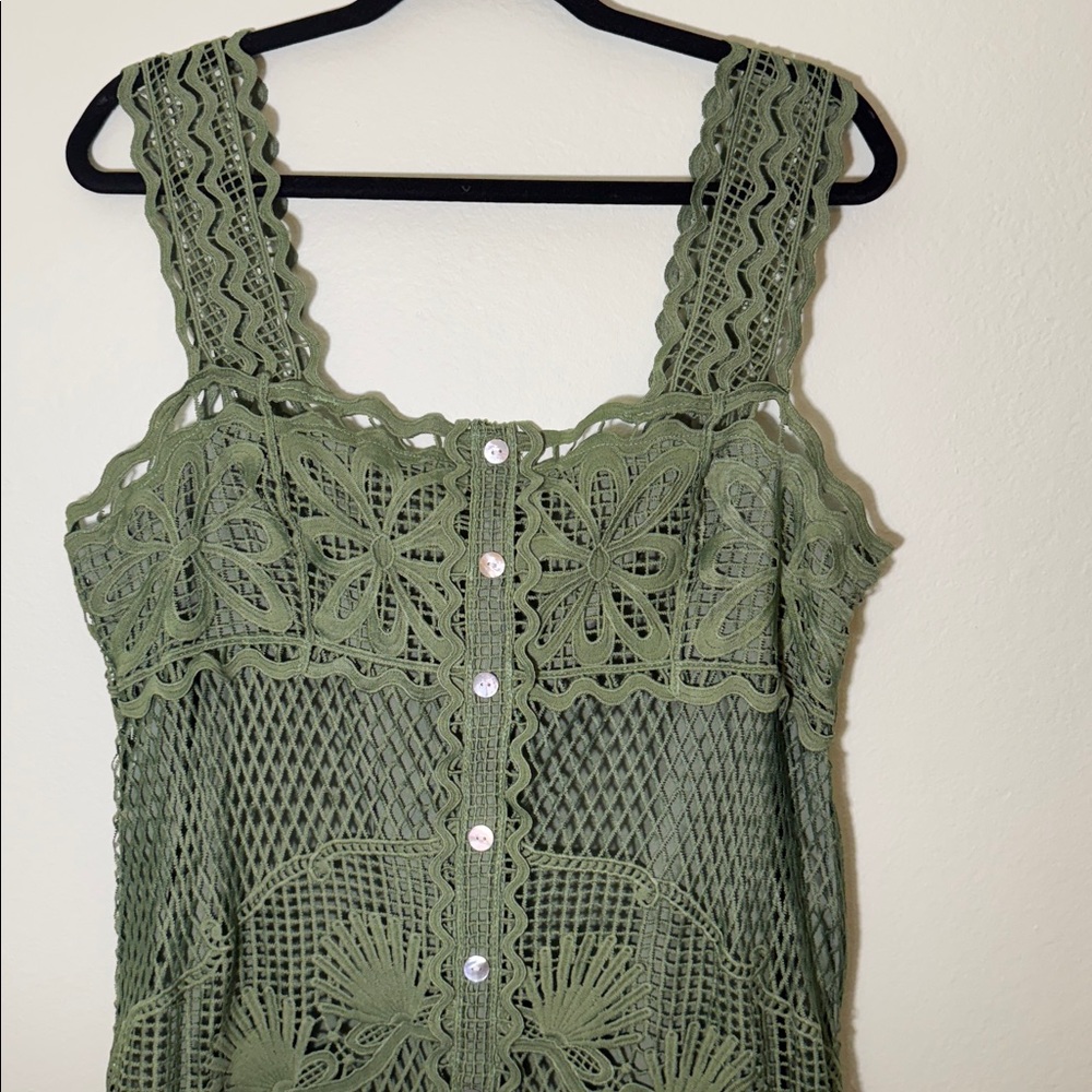 Farm Rio XL Green Nautical Guipure Maxi Dress - Picture 5 of 10